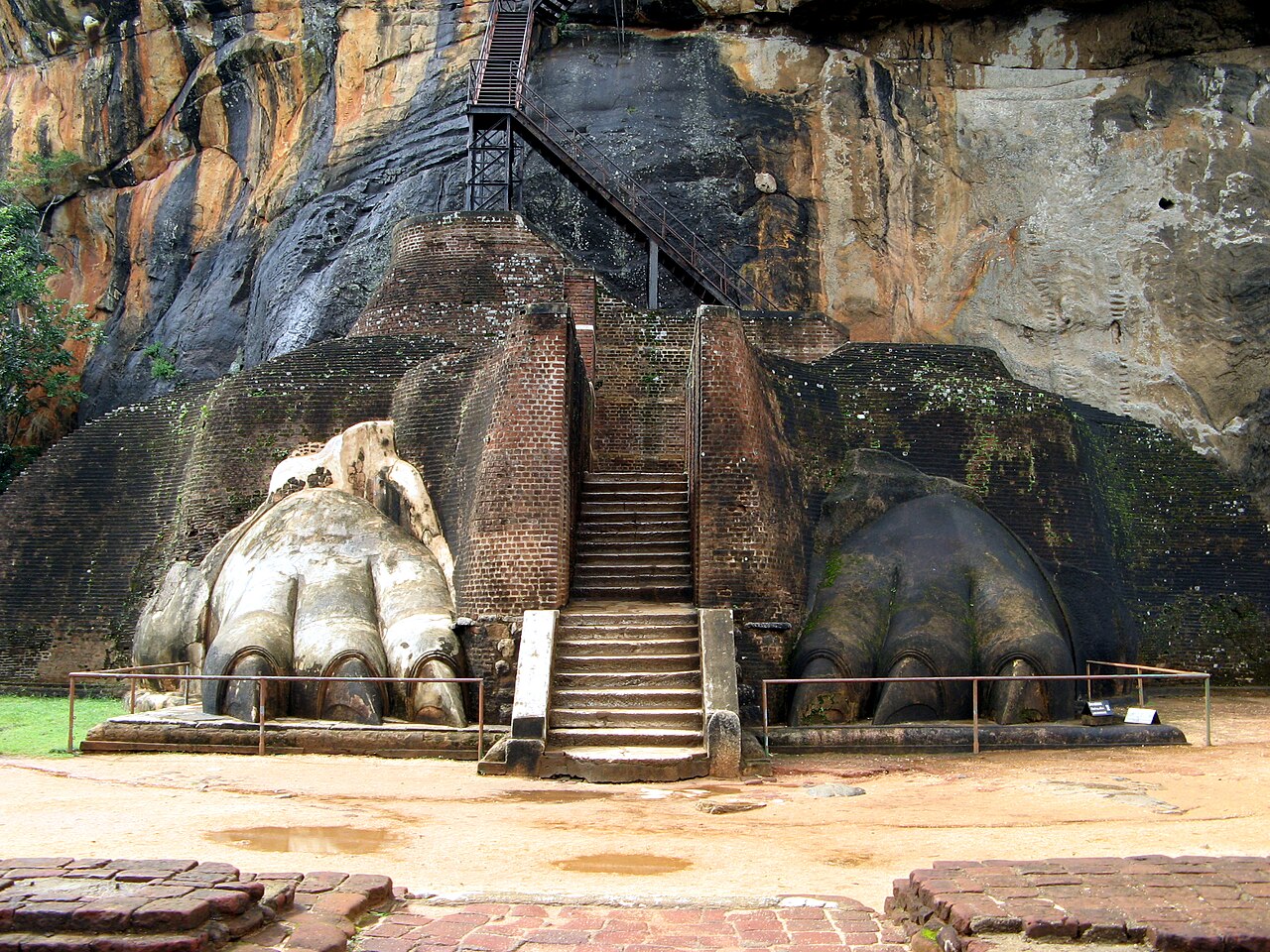 The Lion Platform on the north face of Sigiriya rock, showing the broad terrace that served as the main entrance to the summit citadel.