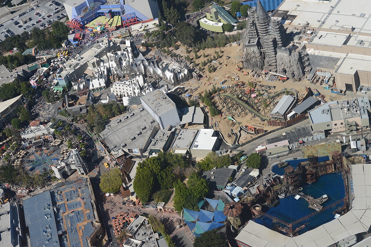 Aerial shot of the construction of the Hollywood location.