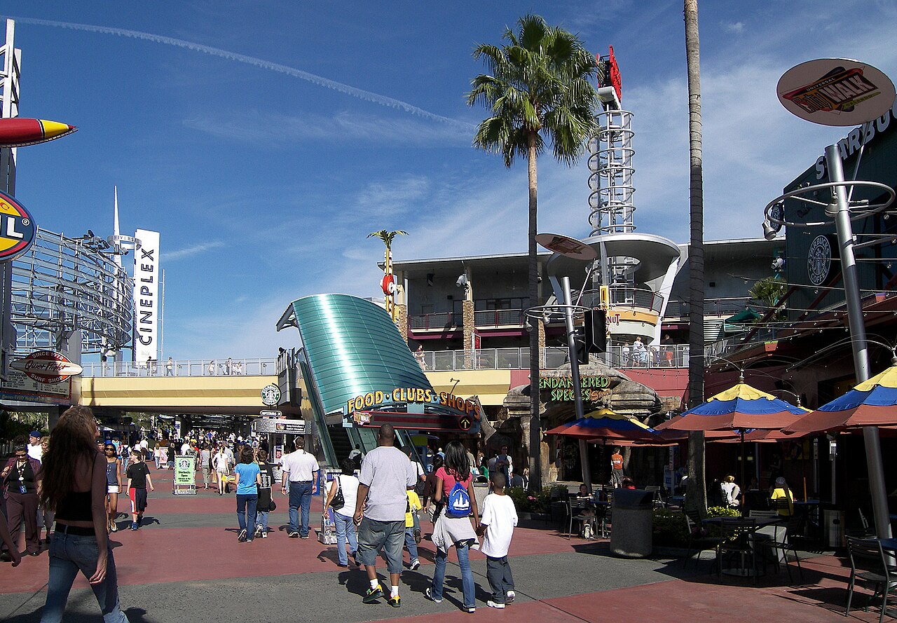 The entrance plaza to Universal CityWalk Orlando in Orlando, Florida, United States.