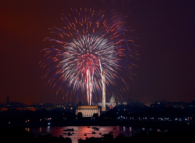 July 4th fireworks, Washington, D.C. 2008 July 4. 1 photograph : digital, TIFF file, color. Washington, D.C., is a spectacular place to celebrate July 4th! The National Mall, with Washington D.C.'s mo
