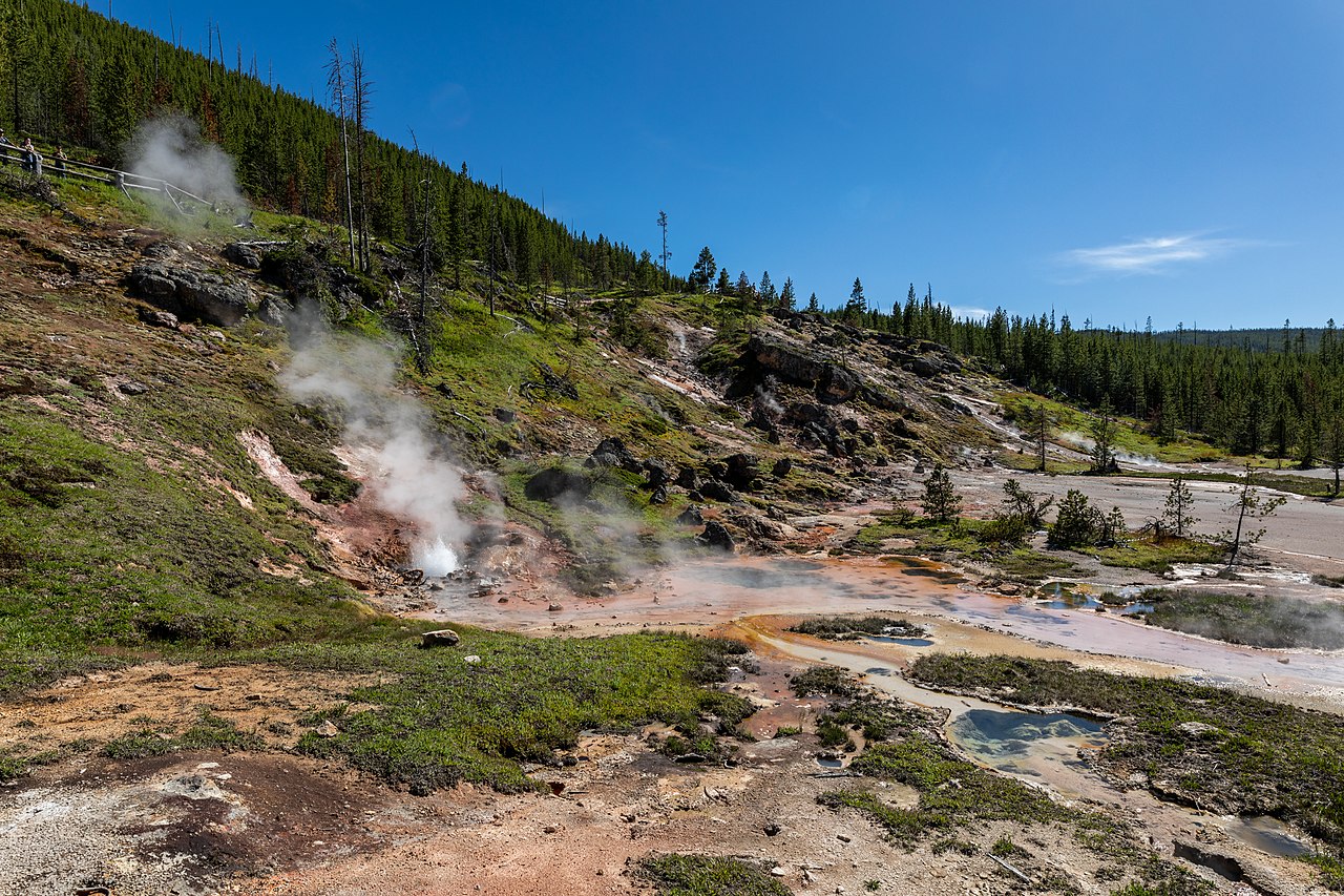 Artist Paintpots in the Gibbon Geyser Basin in the Yellowstone National Park, Wyoming, USAYellowstone National Park was founded on March 1, 1872, and is considered the world’s first national park. It 